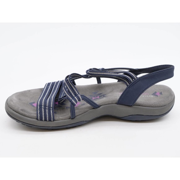 Skechers Sandals Womens 6 Slingback Blue Striped Strappy Open Toe Reggae Slim - Picture 5 of 9